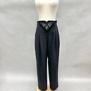 Cache black high waist straight leg cumberbund pants Size 12 Deadstock NWT